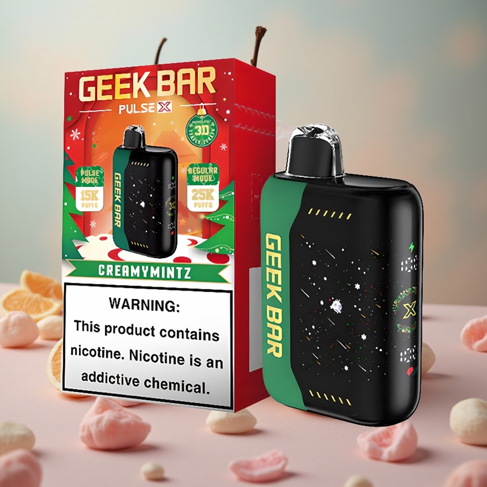 Vánoční Edice GEEK BAR Pulse X 25000 Puffs s 18mL předplněným e-liquidem a USB Type-C portem pro dobíjení velkoobchod Česká Republika