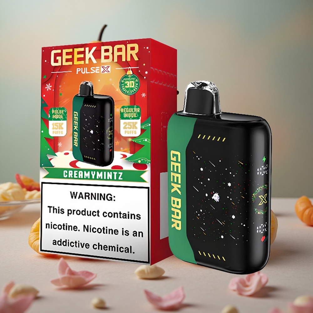Vánoční Edice GEEK BAR Pulse X 25000 Puffs s 18mL předplněným e-liquidem a USB Type-C portem pro dobíjení velkoobchod Česká Republika