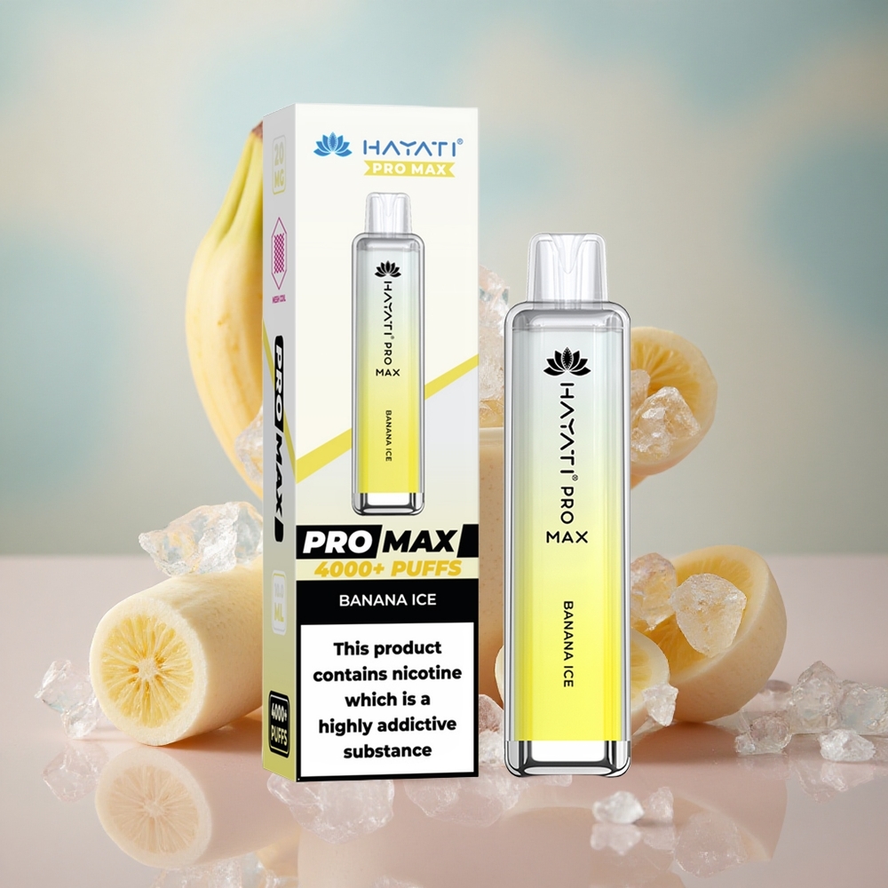Banánová zmrzlina Hayati Pro Max 4000 Puffs s 2% 5% Nikotinu a 1400mAh baterií velkoobchod Česká Republika
