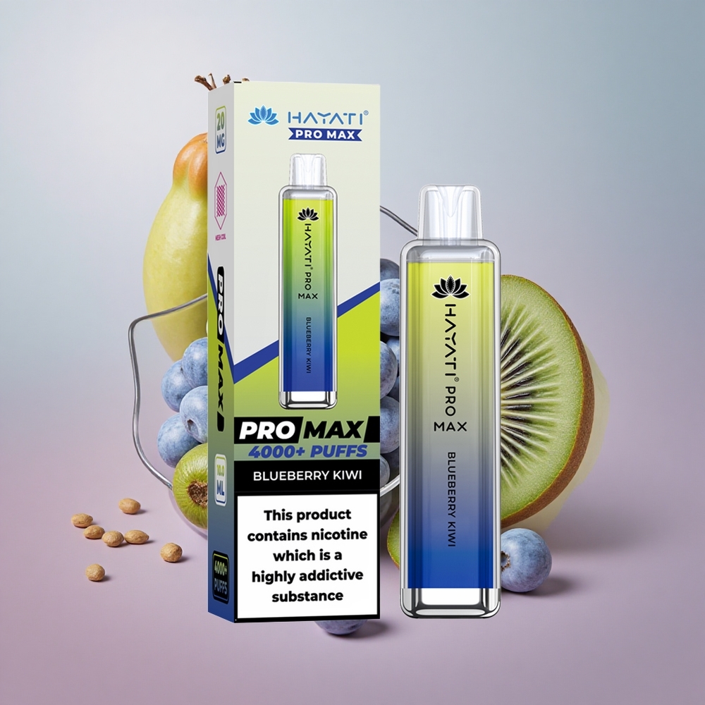 Borůvka-Kiwi Hayati Pro Max 4000 Puffs Jednorázová e-cigareta s 2% 5% Nikotinu a Nabíjecí baterií velkoobchod Česká Republika