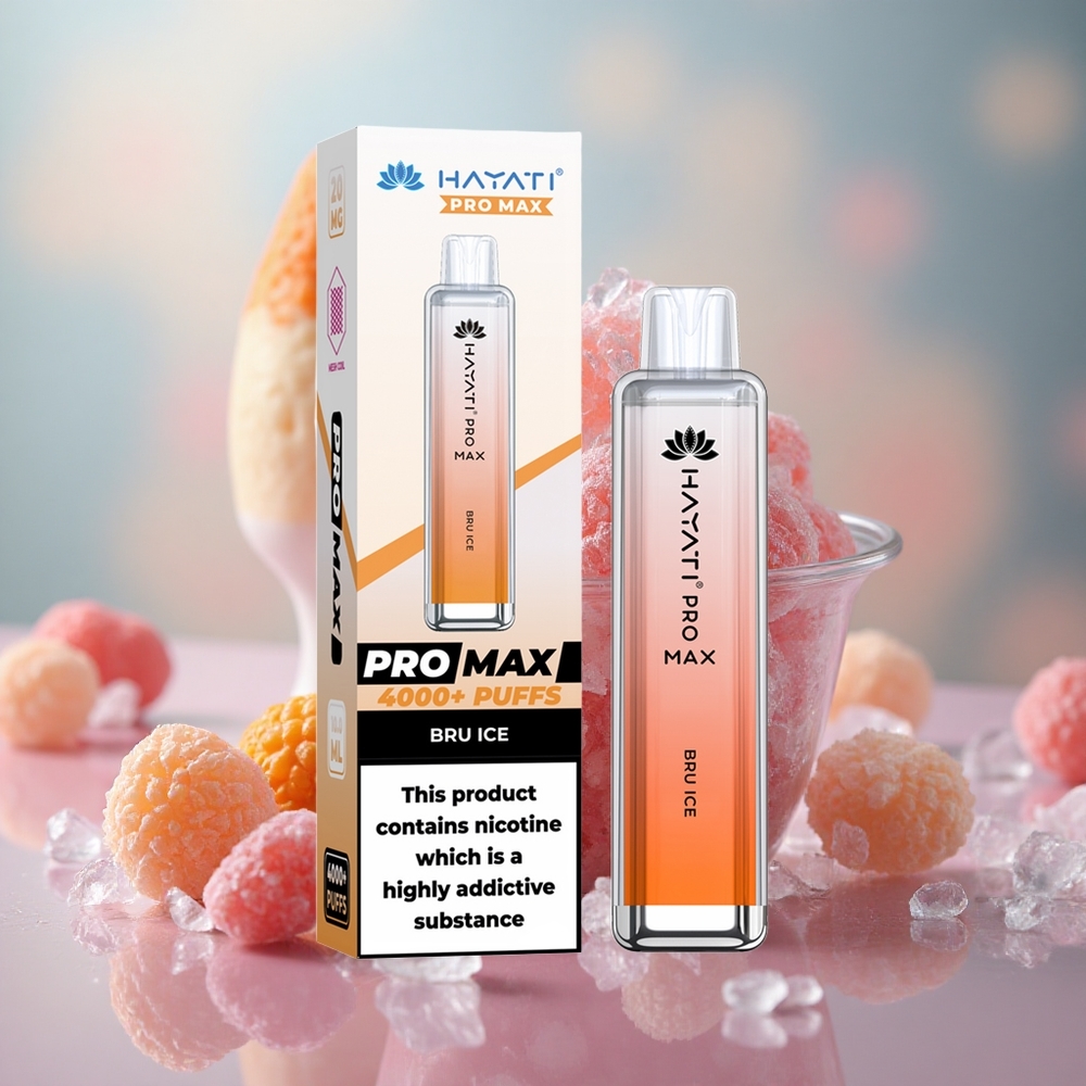 Bru Led Hayati Pro Max 4000 Puffs Jednorázová E-cigareta s 2% 5% Nikotinu a Nabíjecí Baterií velkoobchod Česká Republika