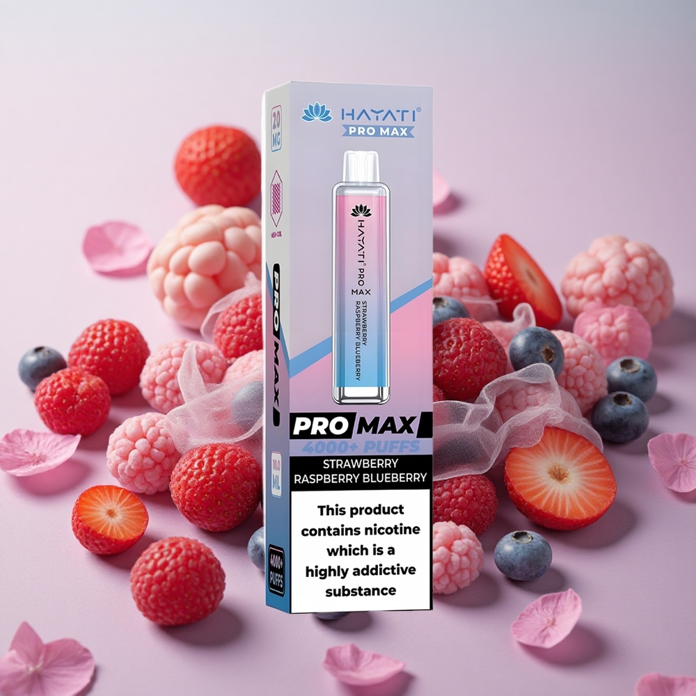 Jahoda Malina Borůvka Hayati Pro Max 4000 Puffs Jednorázová e-cigareta s 2% 5% Nikotinu a dobíjecí baterií velkoobchod Česká Republika