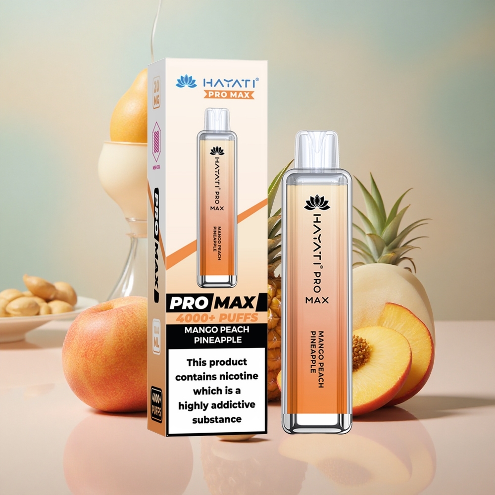 Mango Broskvový Ananas Hayati Pro Max 4000 Puffs Jednorázová E-cigareta s 2% 5% Nikotinu a Nabíjecí Baterií velkoobchod Česká Republika