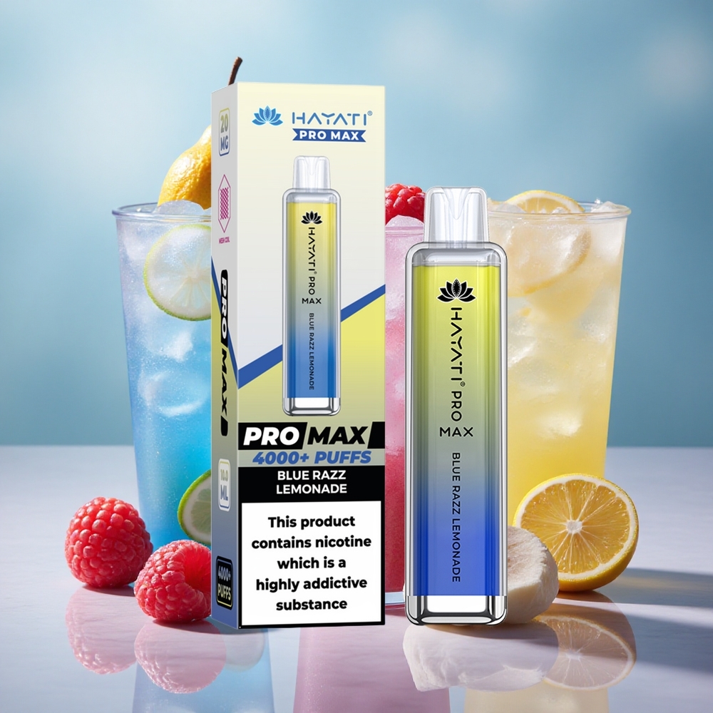 Modrá Malina Limonáda Hayati Pro Max 4000 Puffs Jednorázová E-cigareta s 2% 5% Nikotinu a 1400mAh Baterií velkoobchod Česká Republika