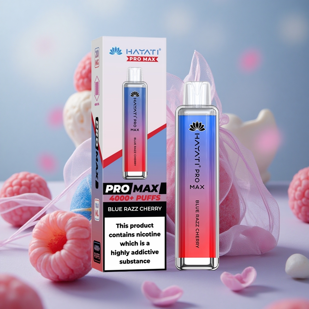 Modrá Malina Třešeň Hayati Pro Max 4000 Puffs Jednorázová E-cigareta s 2% 5% Nikotinu a Nabíjecí Baterií velkoobchod Česká Republika