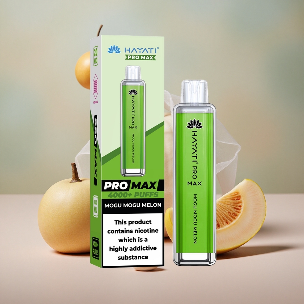 Mogu Mogu Melon (Meloun) Hayati Pro Max 4000 Puffs Jednorázová Vape s 2% 5% Obsah Nikotinu a Nabíjecí Baterií velkoobchod Česká Republika