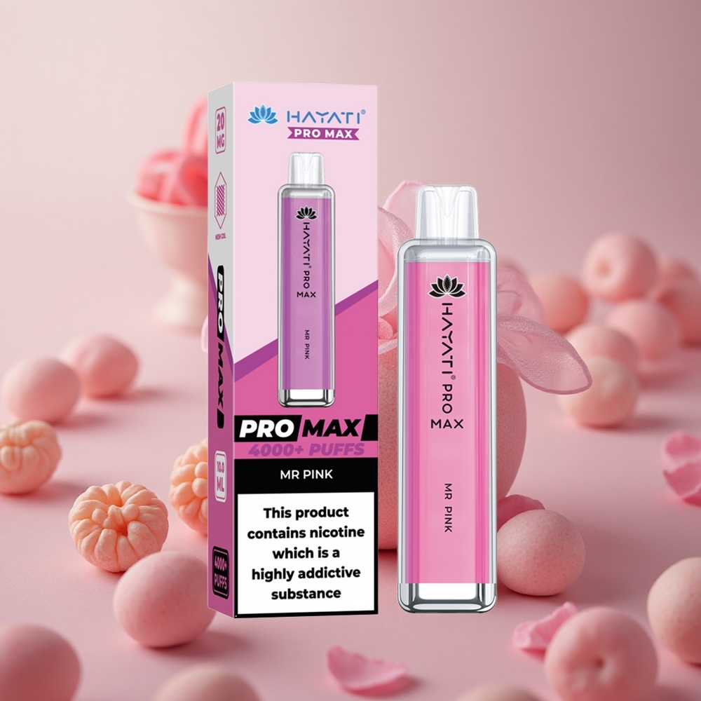 Mr Růžový Hayati Pro Max 4000 Puffs Jednorázová E-cigareta s výdrží až 4000 šluků a 1400mAh baterií velkoobchod Česká Republika