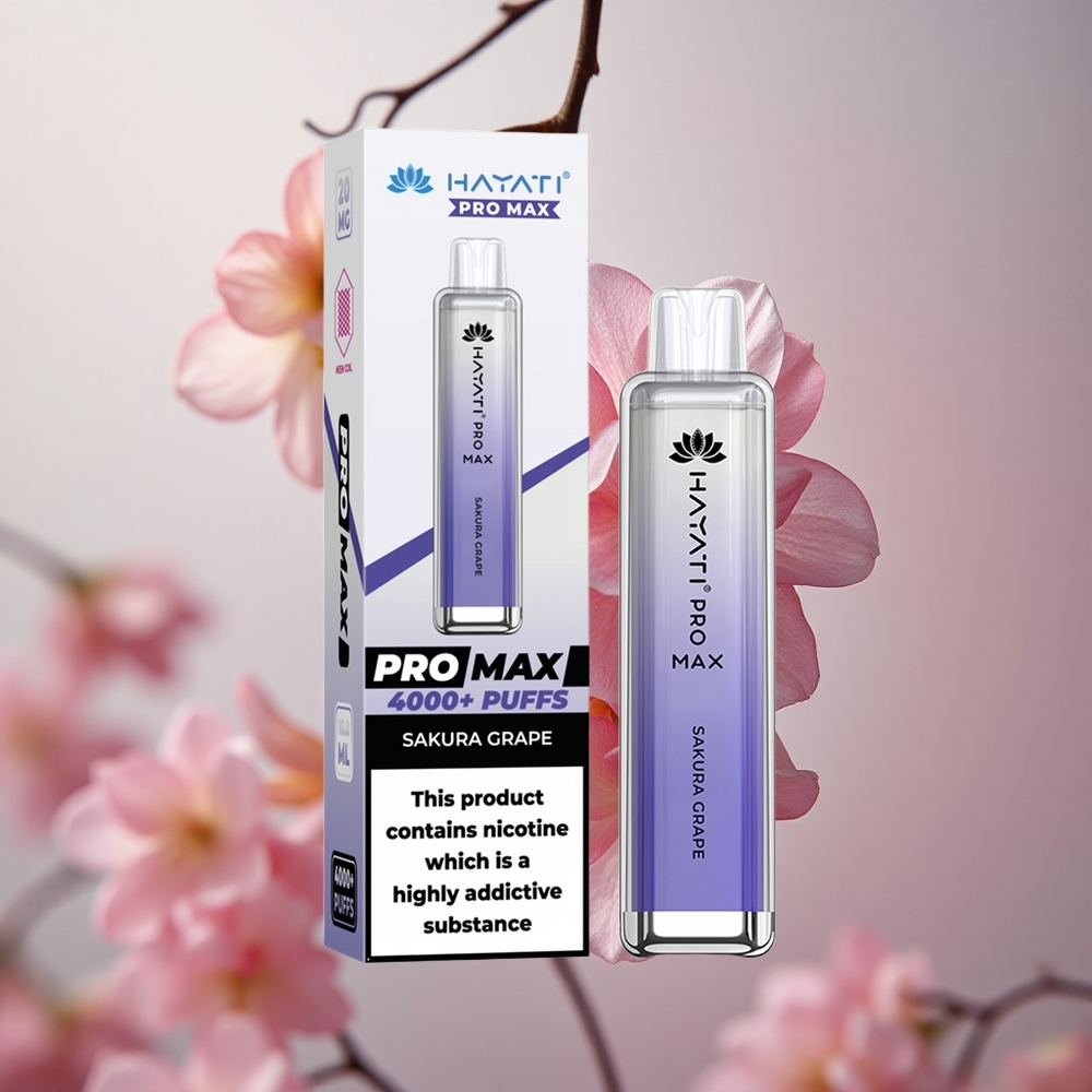 Sakura Hroznový Hayati Pro Max 4000 Puffs Jednorázová E-cigareta, 2% 5% Nikotinuová Síla, 1400mAh Baterie, velkoobchod Česká Republika