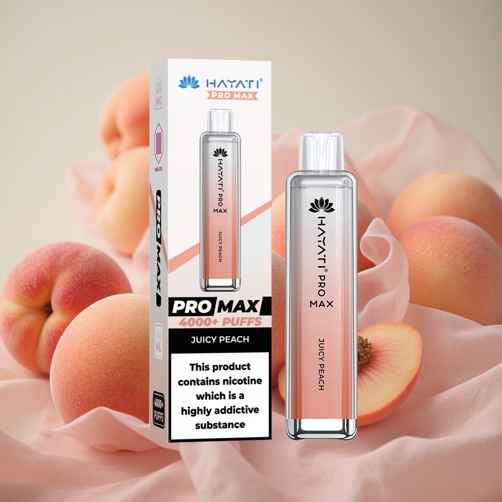 Šťavnatá broskev Hayati Pro Max 4000 Puffs Jednorázová Vape s 2% 5% Nikotinu a nabíjecí baterií velkoobchod Česká Republika