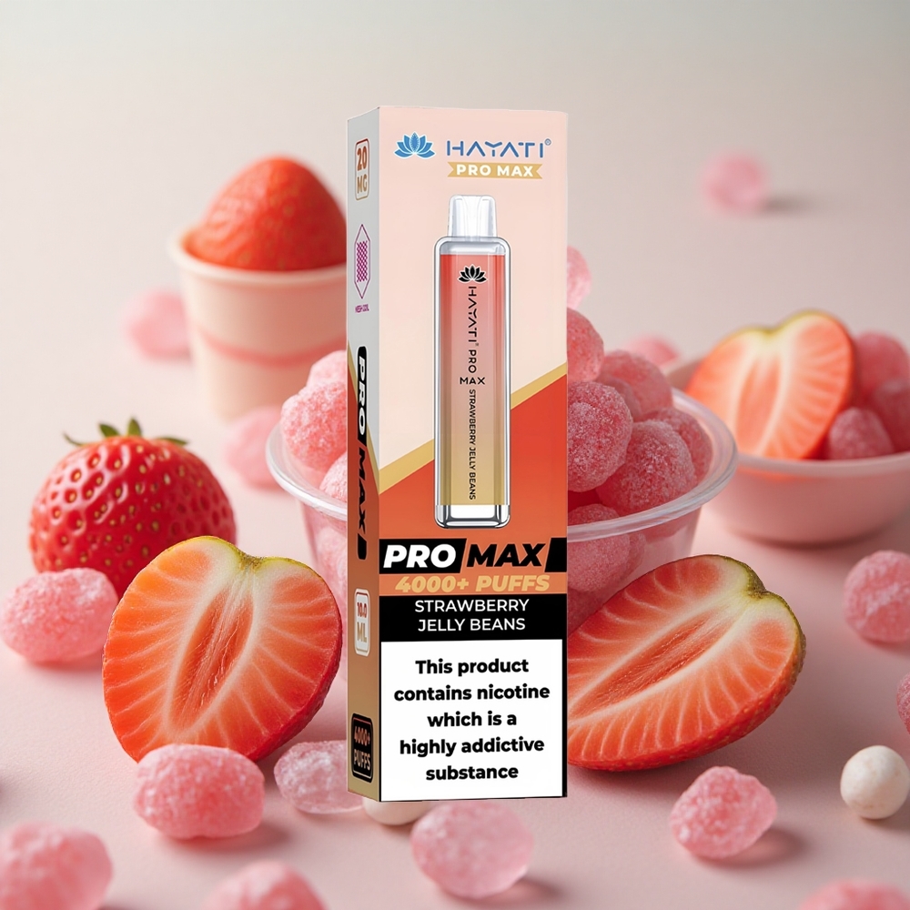 jahodové želé bonbóny Hayati Pro Max 4000 Puffs Jednorázová Vape s 2% 5% Nikotinu a 1400mAh baterií velkoobchod Česká Republika