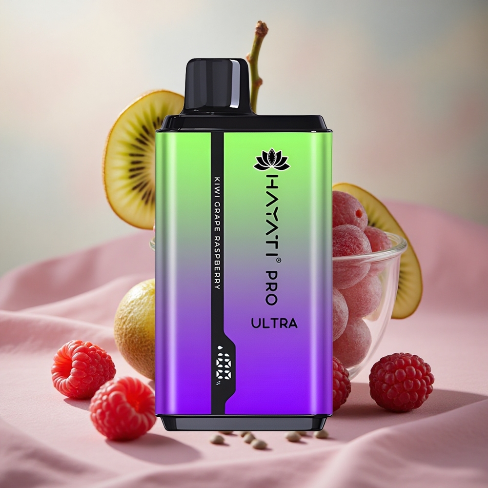 Kiwi Hroznový Malina Hayati Pro Ultra 15000 Tahů Kapacita E-liquidu: 2 12ml Síla Nikotinu: 2% velkoobchod Česká Republika