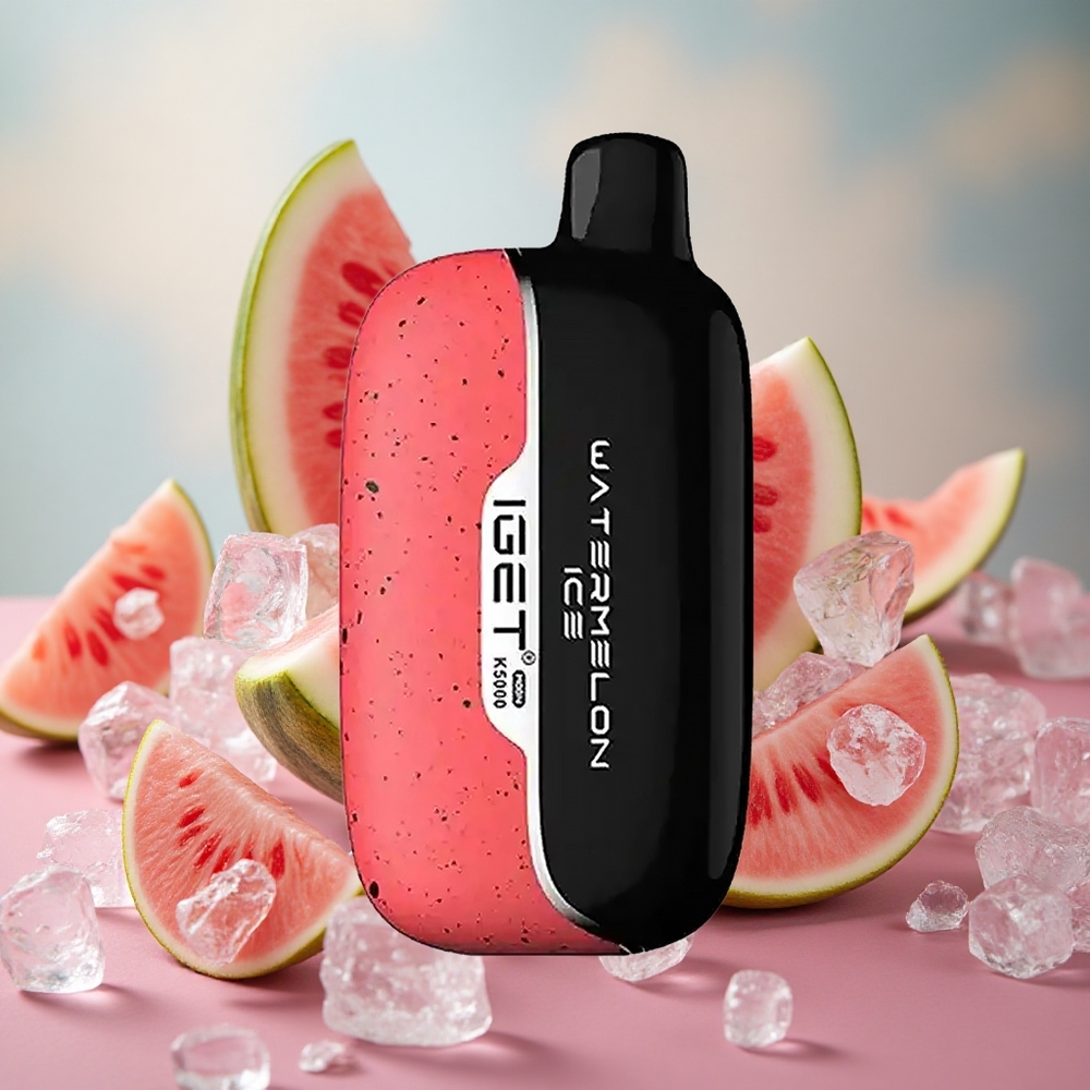Melounový led IGET Moon K5000 Puffs Jednorázová Vape s až 5000 potahy, velikost 49.5x25.3x99.4 mm, velkoobchod Česká Republika