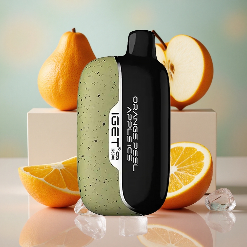 Pomerančová Kůra Jablko Led IGET Moon K5000 Puffs Jednorázová Vape, až 5000 potahů, hmotnost 81,5 g, velkoobchod Česká Republika