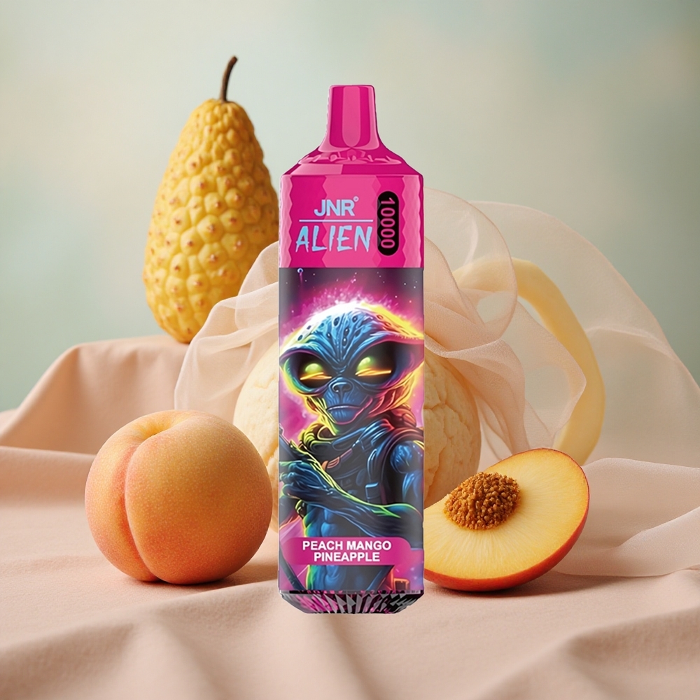 Broskev mango ananas JNR Alien 10000 Puffs 850mAh baterie 1.2 Ohm Mesh Coil velkoobchod Česká Republika