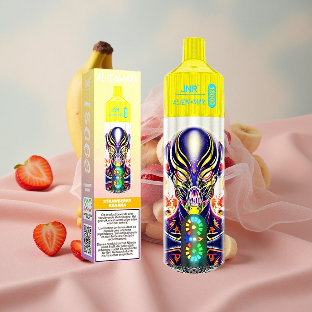 Jahoda Banán JNR Alien Max 18000 Puffs Jednorázová Vape Dual Mesh Coil & Dual Core 28ml E-liquid velkoobchod Česká Republika