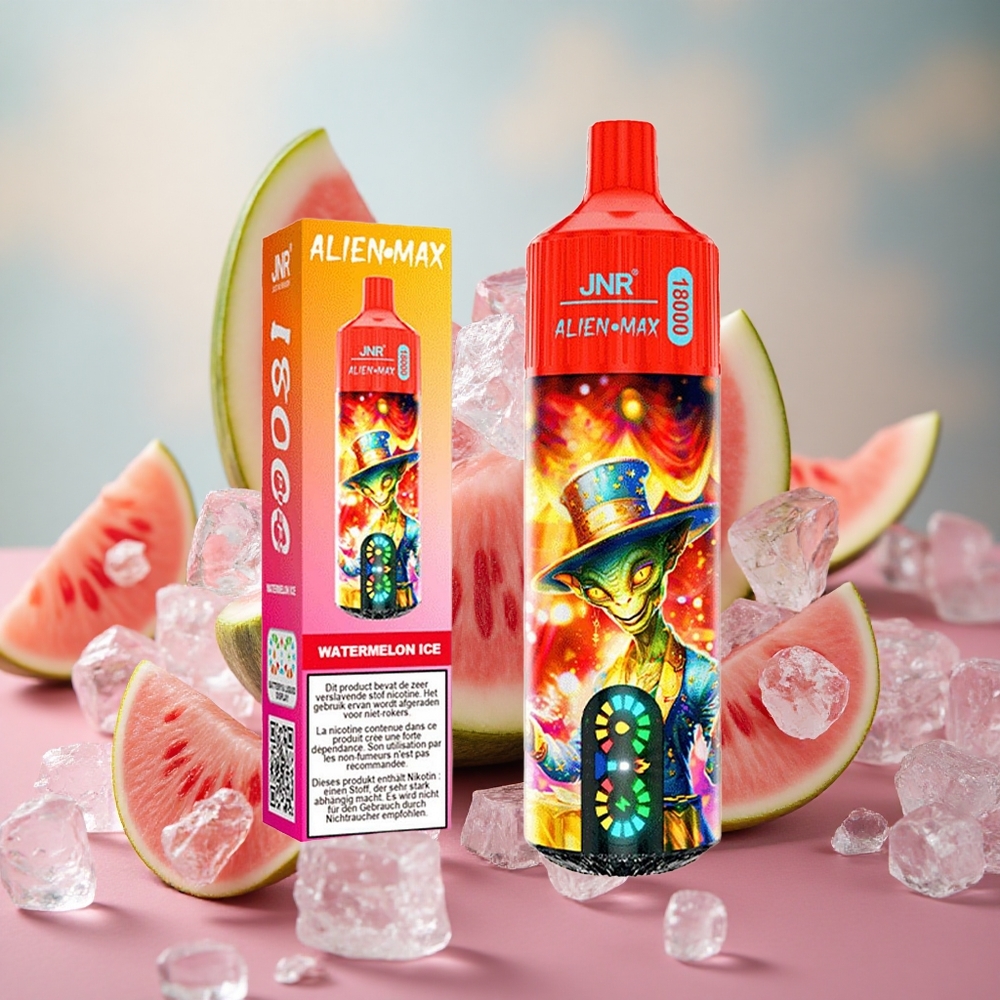 Melounový Led JNR Alien Max 18000 Puffs Jednorázová Vape Dual Mesh Coil & Dual Core 28ml E-liquid velkoobchod Česká Republika