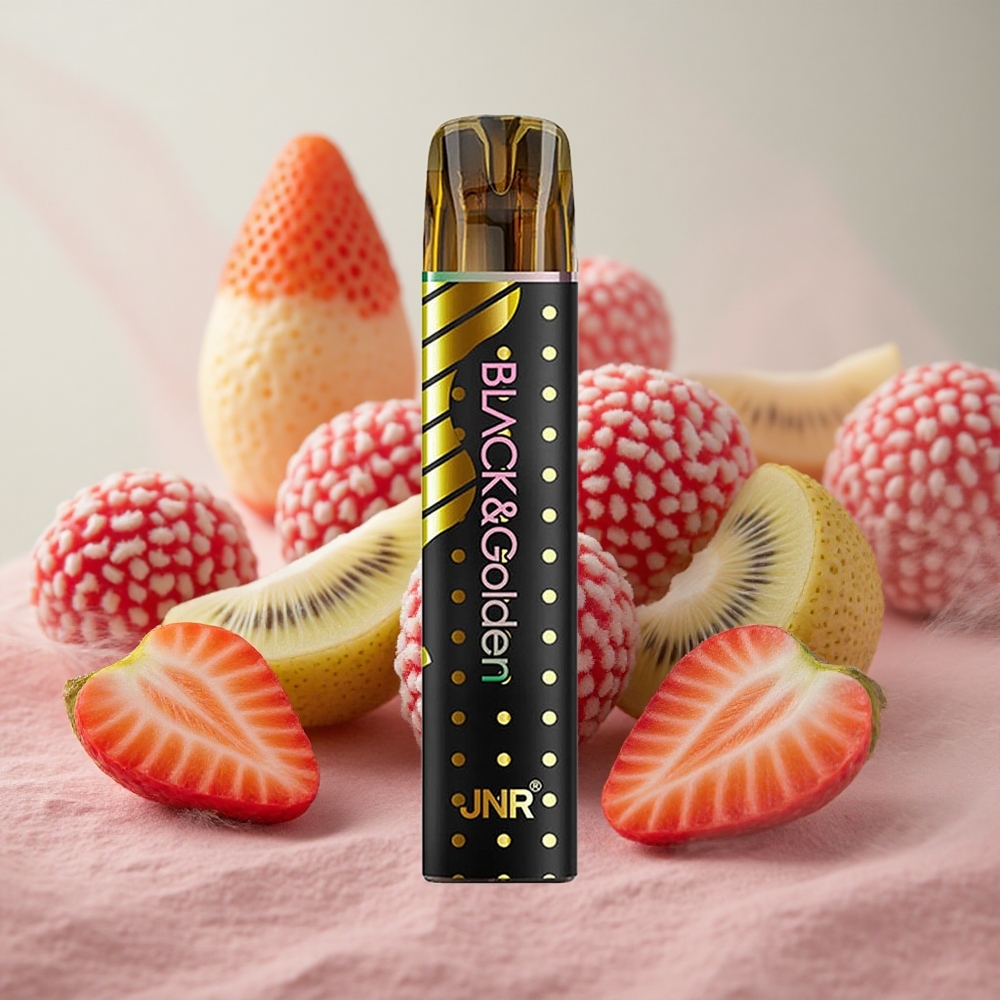 Jahoda Kiwi JNR Black&Golden 800 Pufy 550mAh kapacita baterie 2ml kapacita e-liquidu velkoobchod Česká Republika