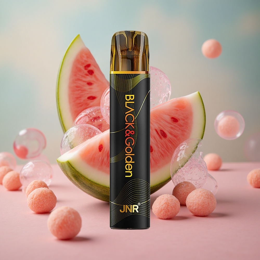 Melounová Bubnová Guma JNR Black&Golden 600+200 Pufy Jednorázová Vape 800 Pufů 2ml Kapalina velkoobchod Česká Republika