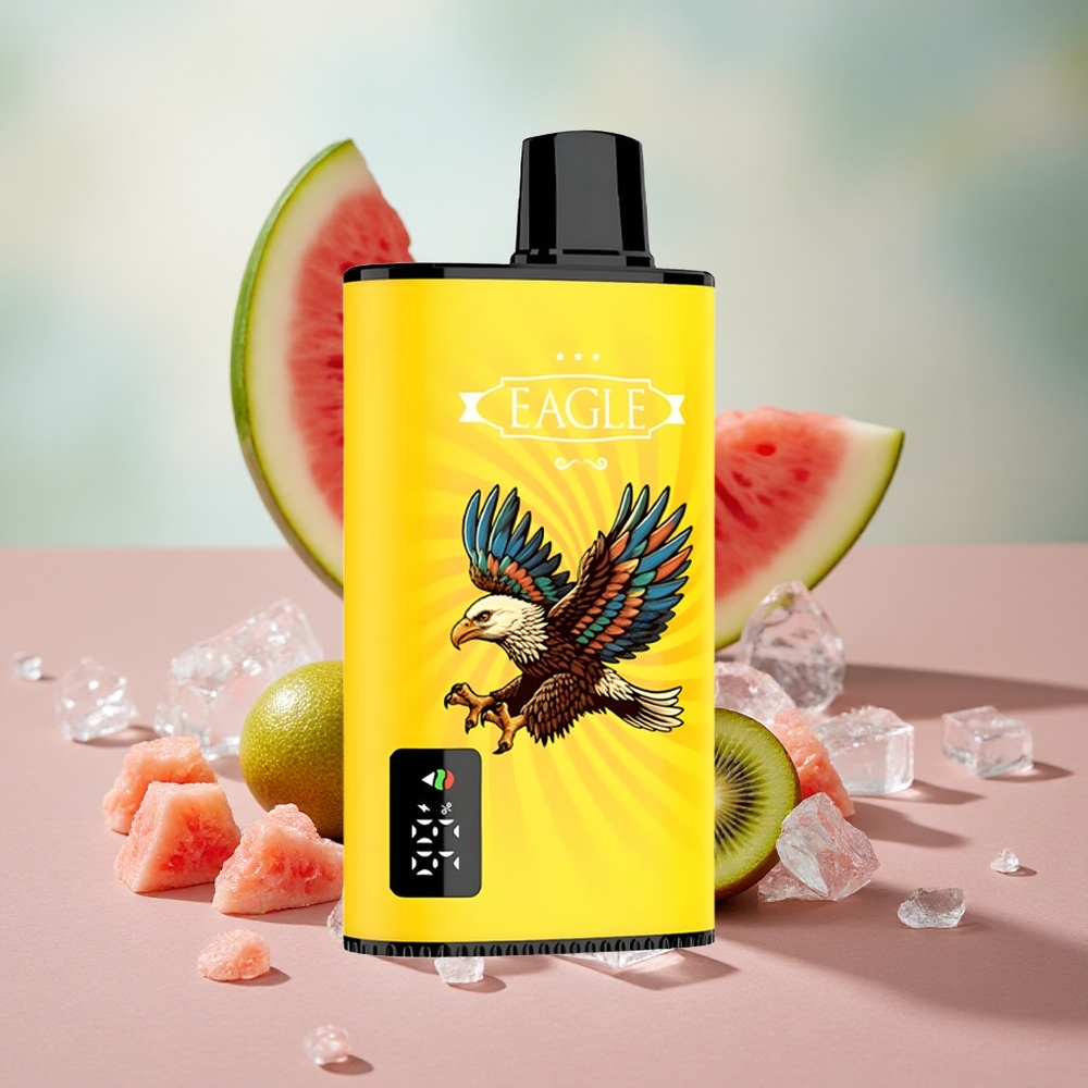 Kiwi Melounový Led JNR EAGLE Smart 23000 Puffs Jednorázová Vape Digitální Displej 25ml Kapacita E-liquidu velkoobchod Česká Republika
