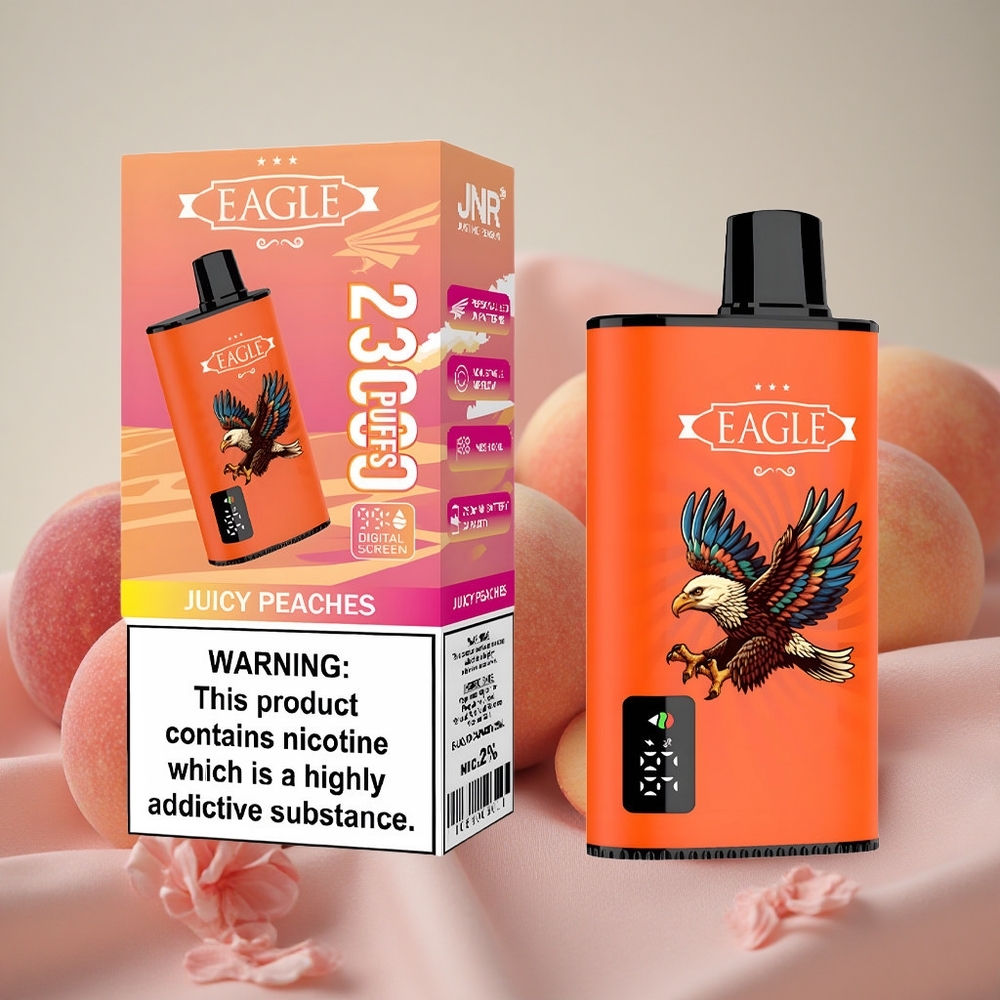 Šťavnaté broskve JNR EAGLE Smart 23000 Puffs Jednorázová Vape Digitální obrazovka 25ml kapacita e-liquidu velkoobchod Česká Republika