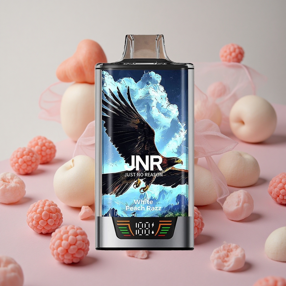 Bílá broskev & malina JNR Falcon Pro 28000 28000 šluků 30ml předplněná kapacita USB Type-C nabíjení velkoobchod Česká Republika