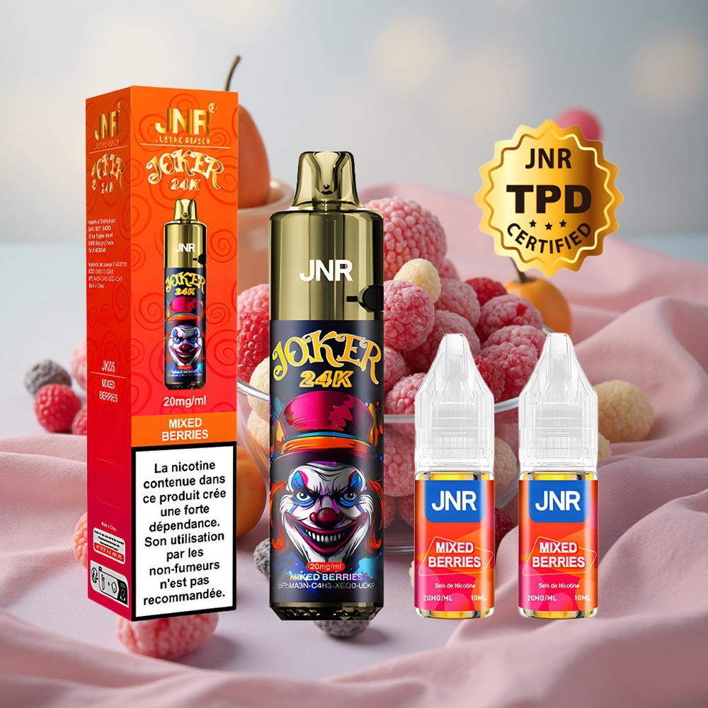 Směs bobulí JNR Joker 24K Puffs 24000 šluků Viditelná hladina e-liquidu 800mAh baterie velkoobchod Česká Republika