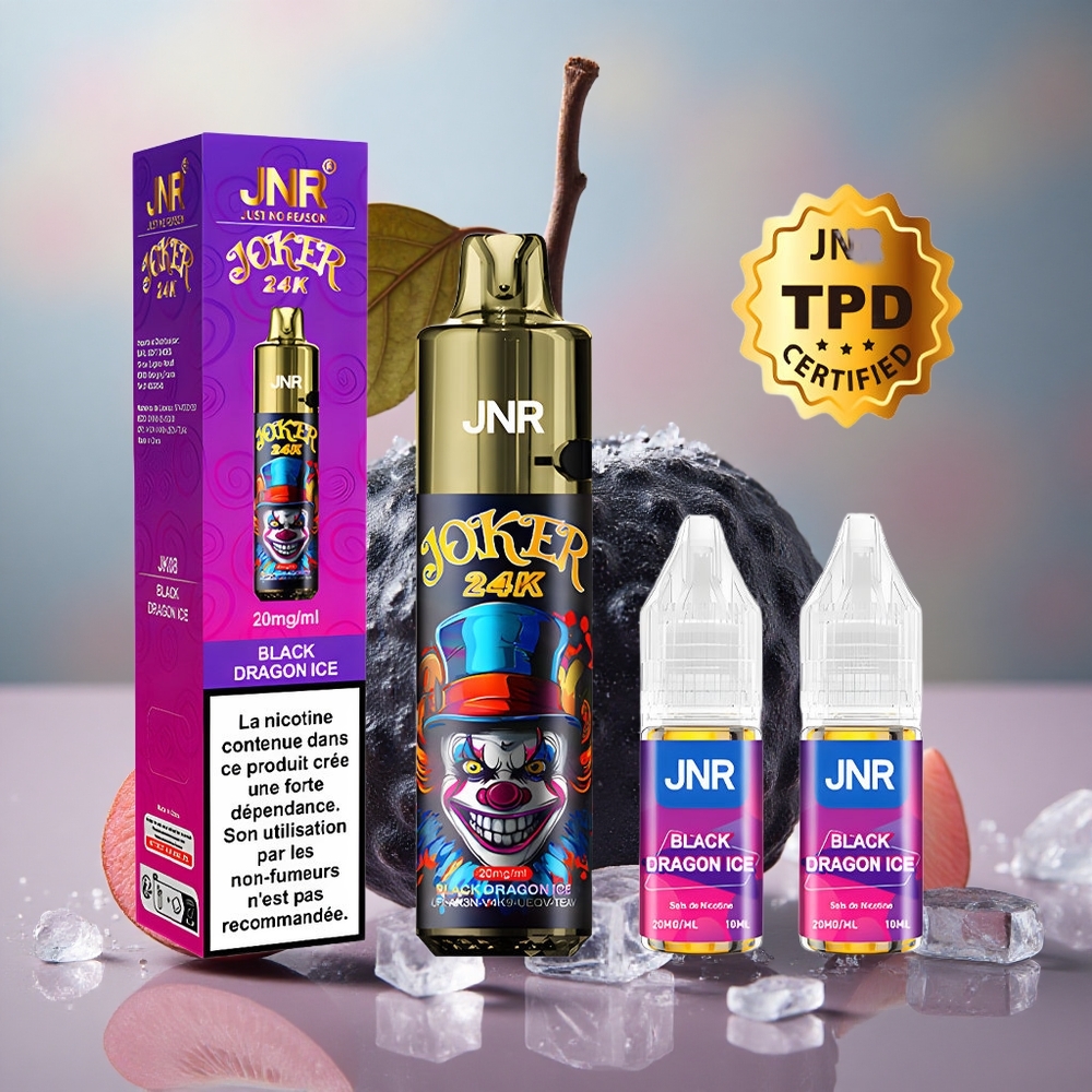 Černý Drahokam Ledový JNR Joker 24K Puffs Jednorázová Vape 800mAh Baterie Viditelné Úrovně E-liquidu velkoobchod Česká Republika
