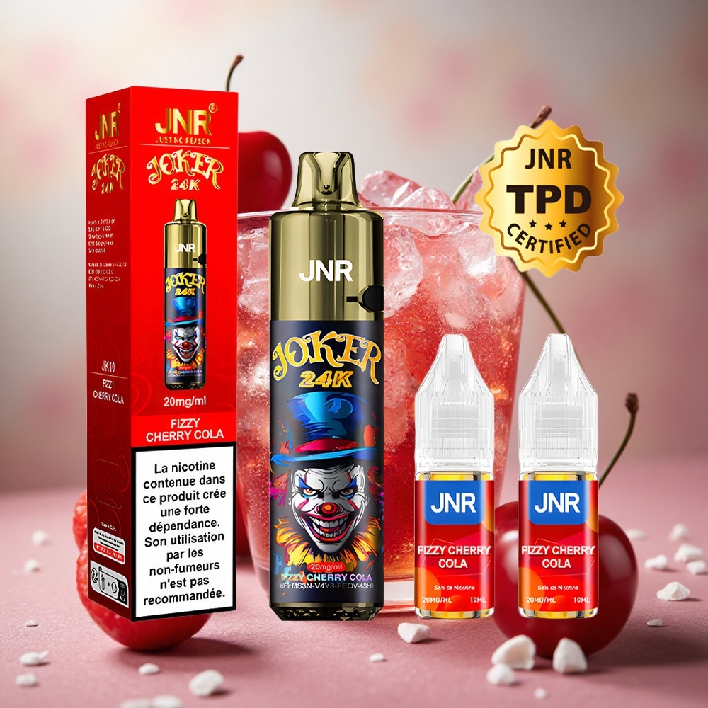 Šumivá Třešňová Kola JNR Joker 24000 Puffs 800mAh Baterie 2% Obsah Nikotinu velkoobchod Česká Republika