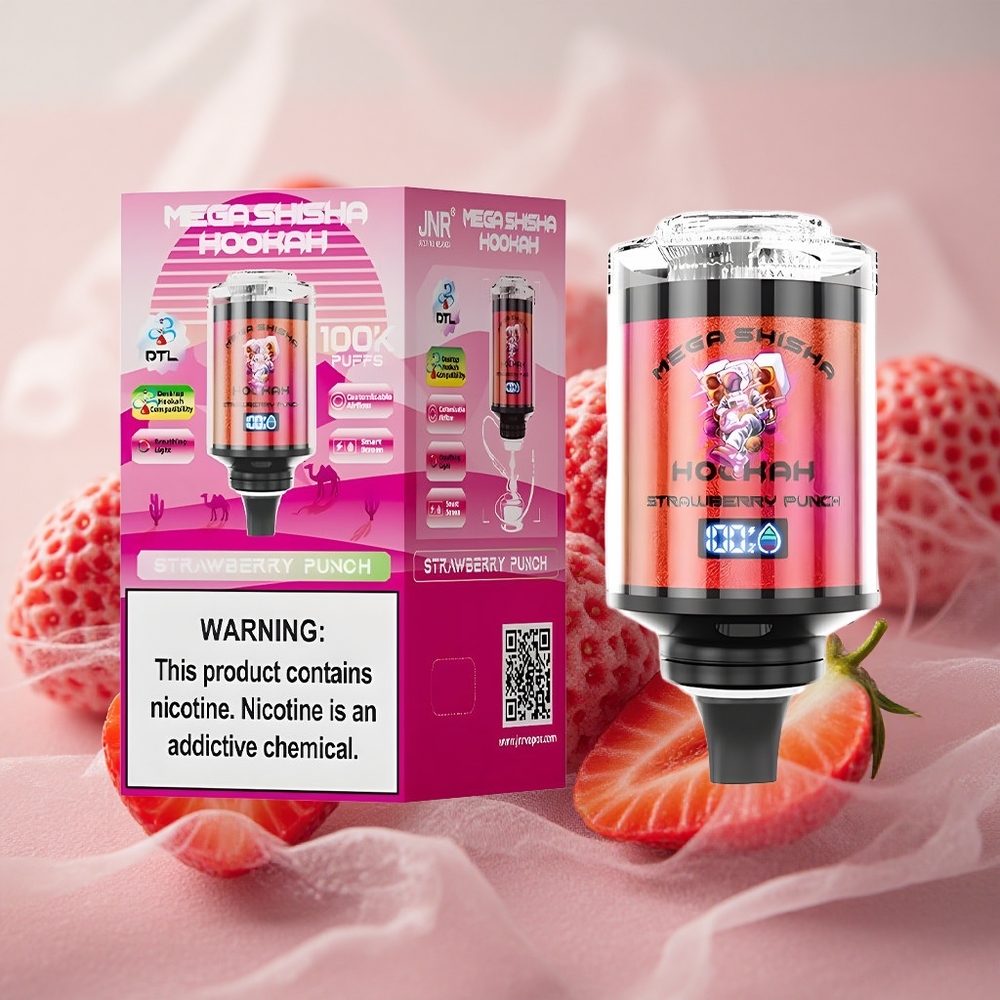 Jahodová Punch JNR Mega Shisha 100 000 šluků Hookah Stolní Kompatibilita Interaktivní Chytrá Obrazovka velkoobchod Česká Republika