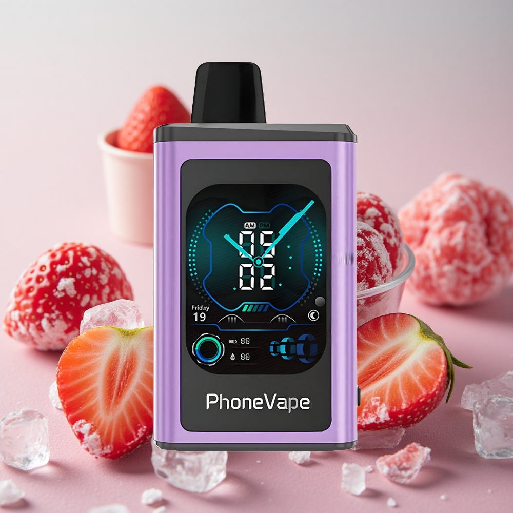 Jahodový led JNR PhoneVape 30000 tahů Jednorázová Vape, 850mAh dobíjecí baterie, Nikotinuová síla 2%,5% velkoobchod Česká Republika