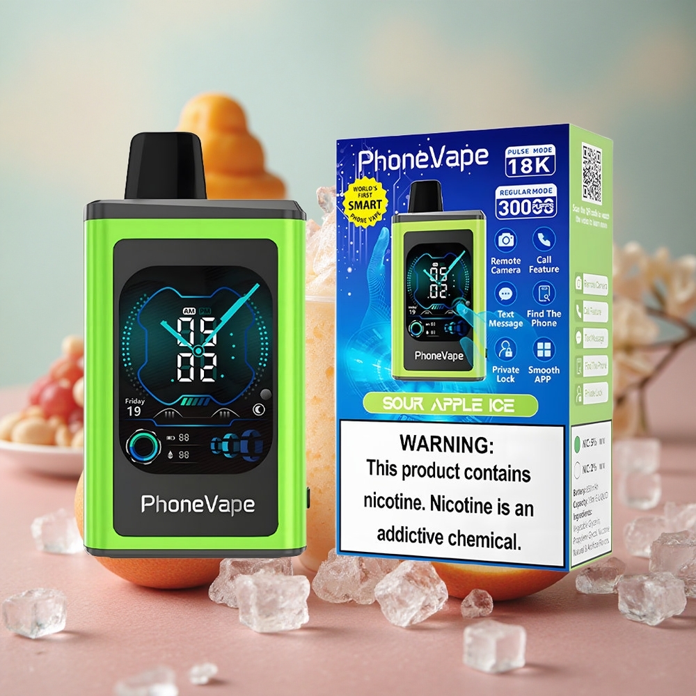 Kyselé jablko led JNR PhoneVape 30000 šluků Jednorázová Vape Turbo Režim Plná obrazovka velkoobchod Česká Republika