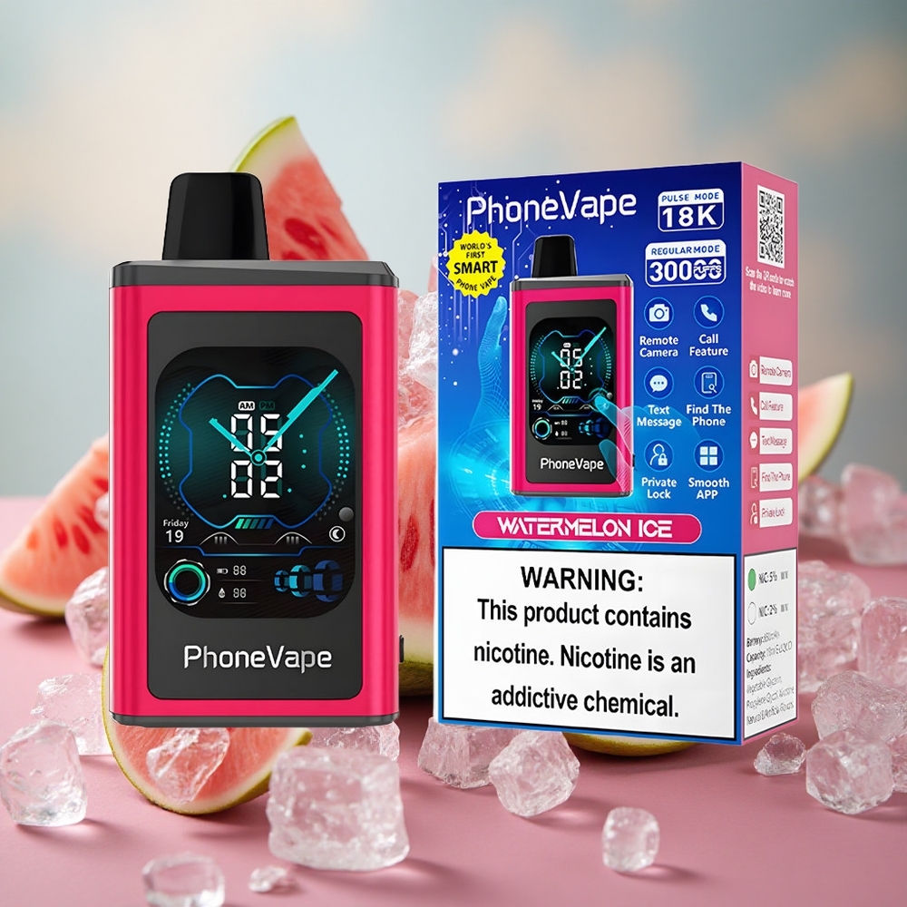 Meloun Led JNR PhoneVape 30000 šluků Jednorázová e-cigareta s Turbo Režim a Plnou Obrazovkou velkoobchod Česká Republika