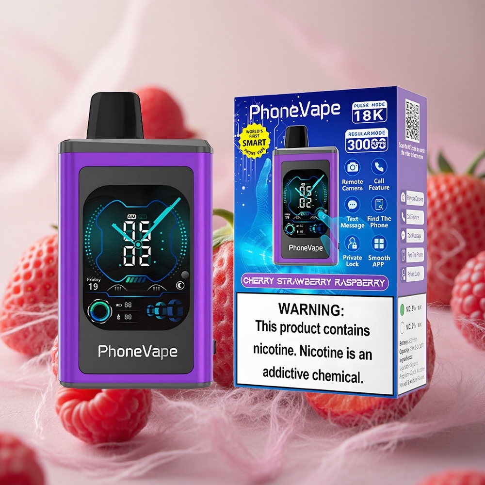 Třešňový Jahodový Malinový JNR PhoneVape 30000 šluků Jednorázová Vape 850mAh Nabíjecí Baterie velkoobchod Česká Republika