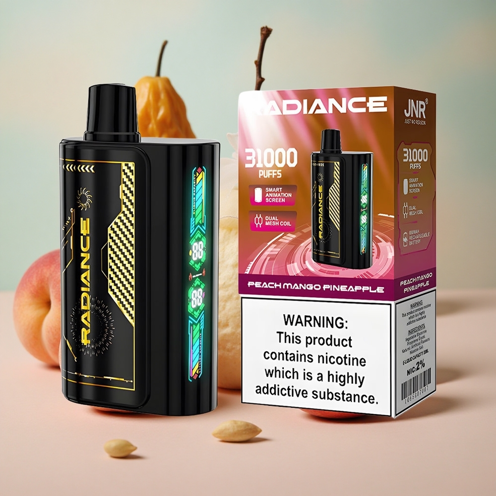 Broskvová Mango Ananas JNR Radiance 31000 Potahů 28ml E-liquid 950 mAh velkoobchod Česká Republika