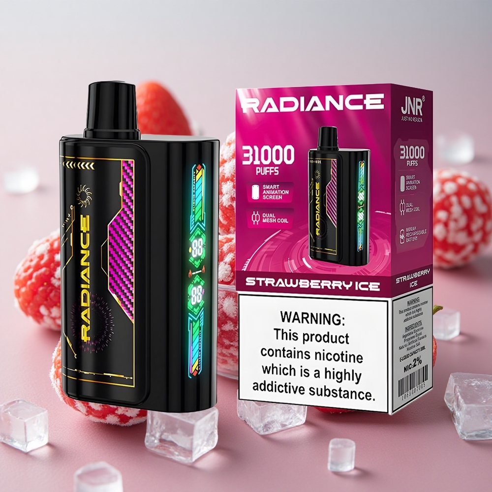 Jahodový led JNR Radiance 31000 Puffs 28ml E-liquid a 950 mAh Dobíjecí Baterie velkoobchod Česká Republika