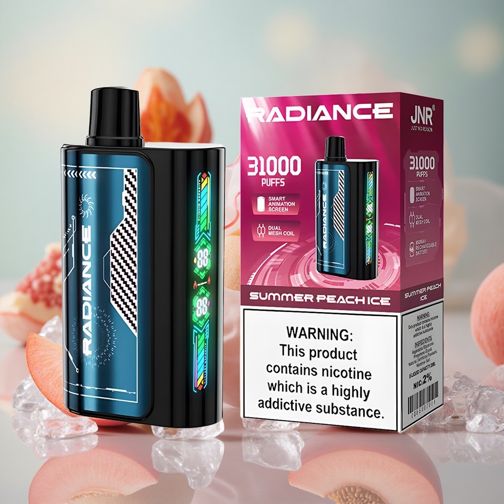 Letní broskev led JNR Radiance 31000 Puffs 28ml e-liquid 950 mAh dobíjecí baterie velkoobchod Česká Republika