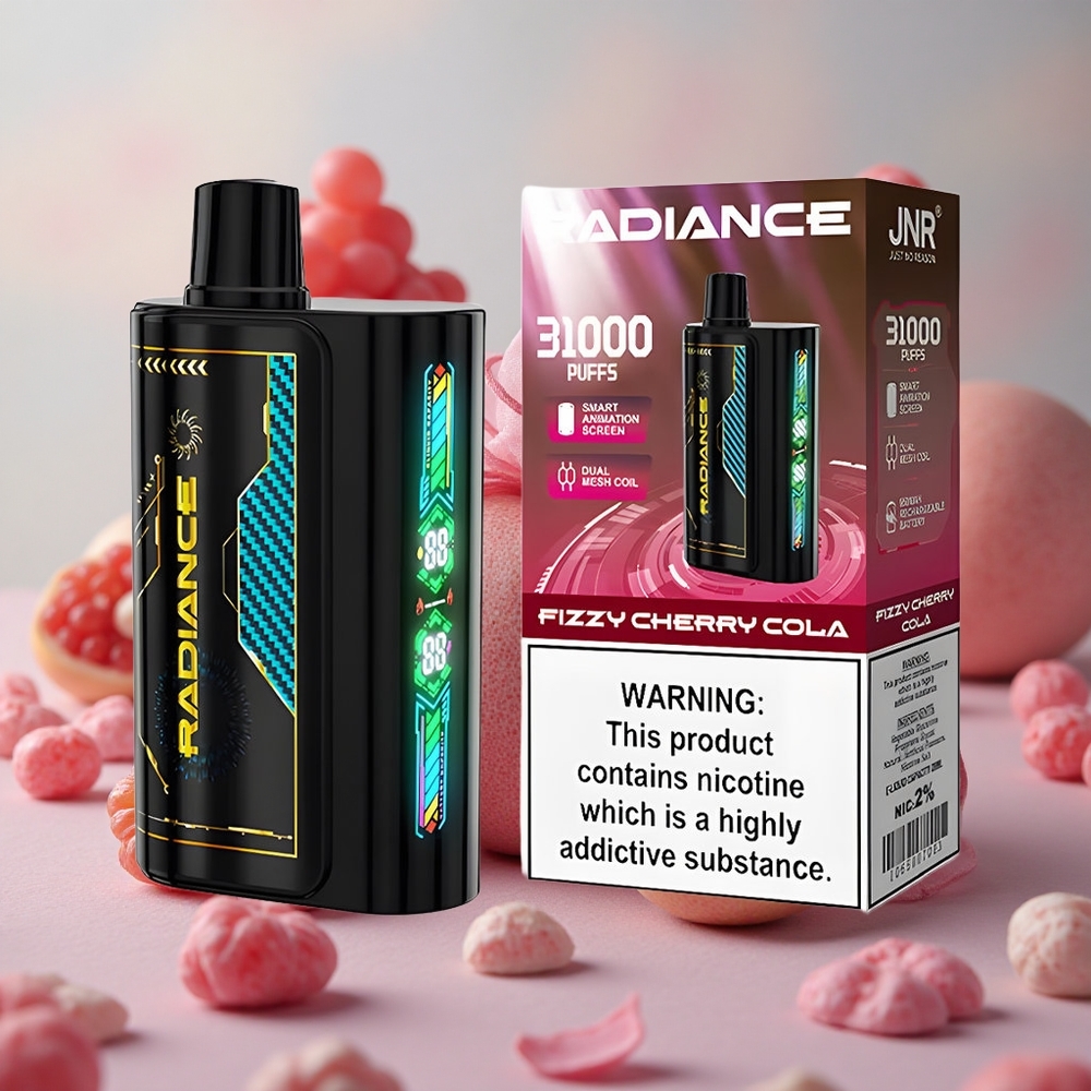 Šumivá Třešňová Kola JNR Radiance 31000 Potahů 28ml E-liquid 950 mAh Dobíjecí Baterie velkoobchod Česká Republika
