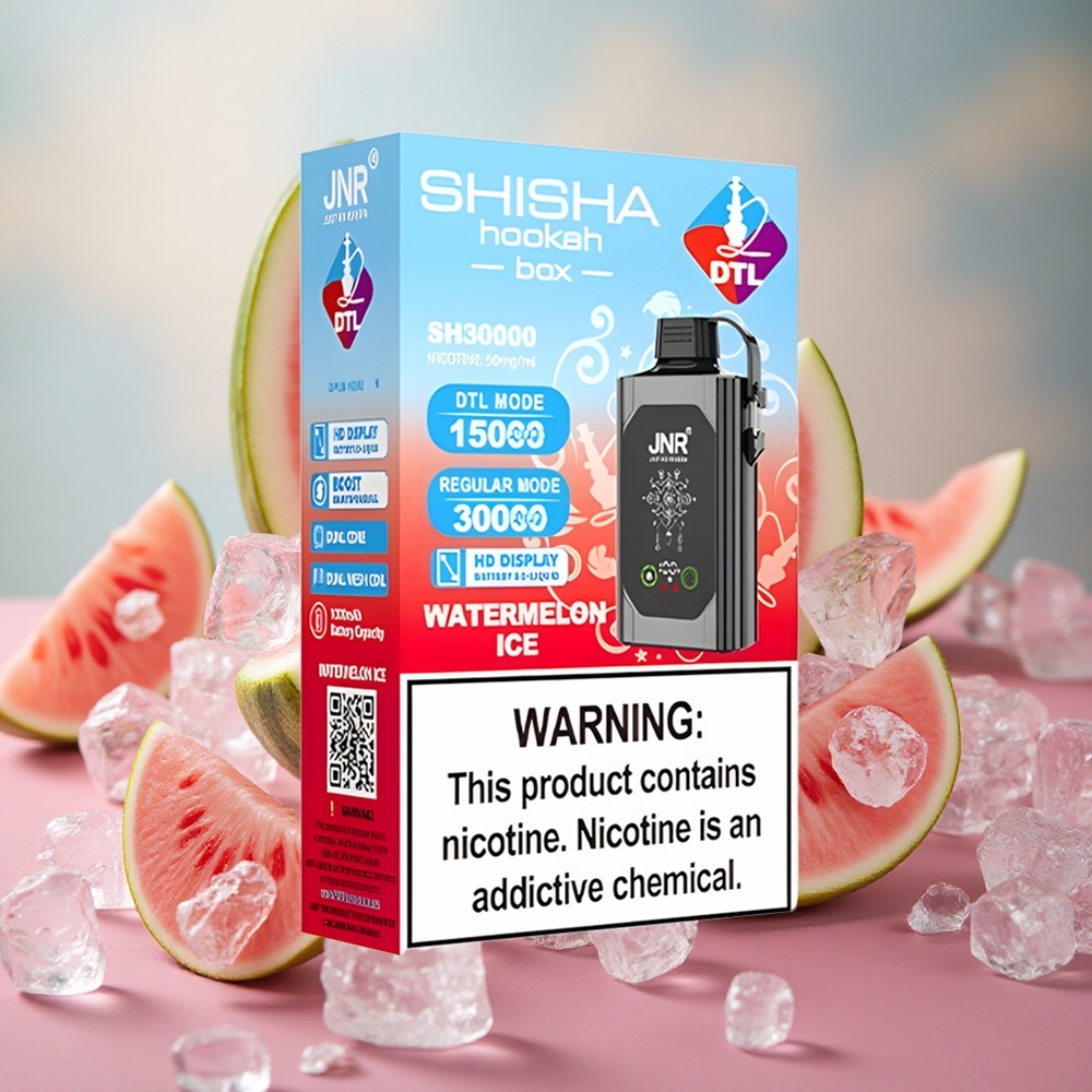 Melounový led JNR Shisha Hookah Box 20500 Puffs Jednorázová Vape, HD displej, Dual Mesh Coil & Dual Core, velkoobchod Česká Republika
