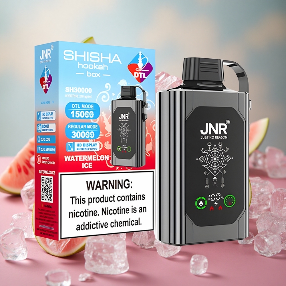 Melounový led JNR Shisha Hookah Box 20500 Puffs Jednorázová Vape, HD displej, Dual Mesh Coil & Dual Core, velkoobchod Česká Republika