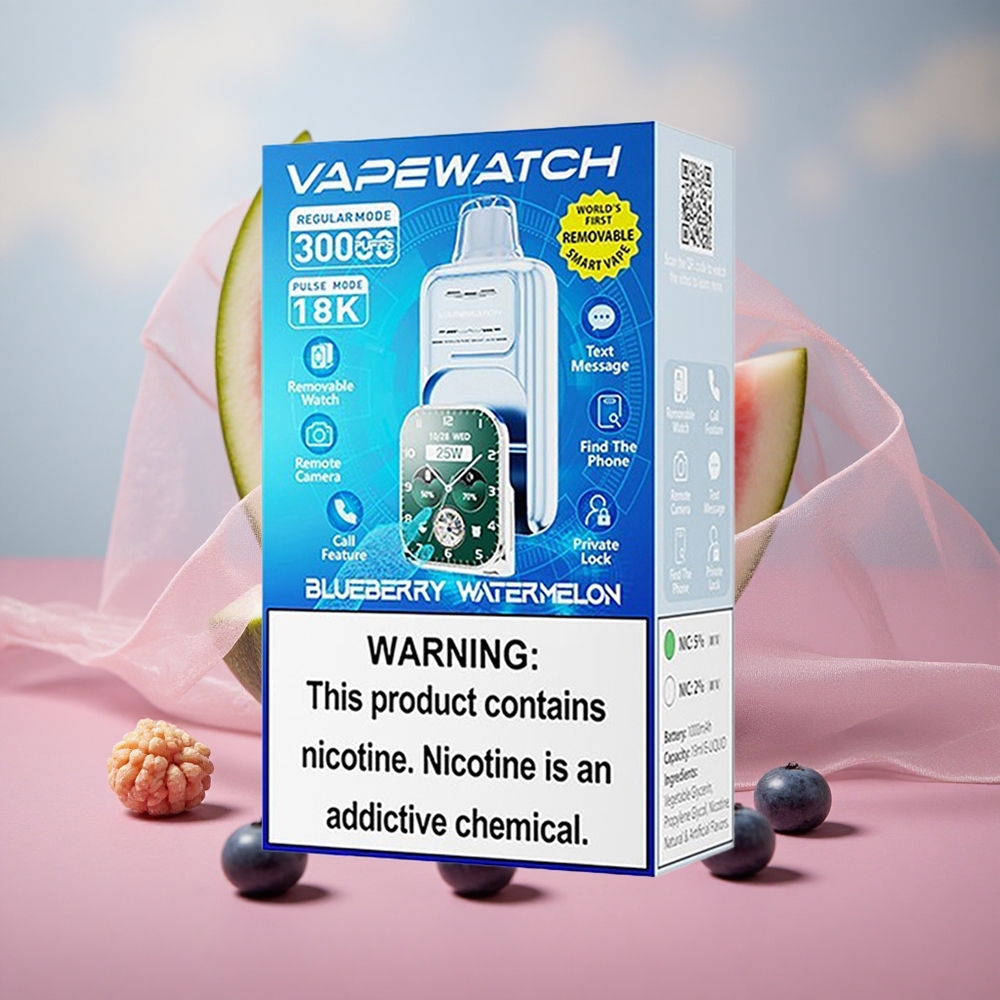 Borůvka Vodní Meloun JNR VapeWatch 30000 Puffs s kapacitou e-liquidu 19mL a obsahem Nikotinu 5% velkoobchod Česká Republika