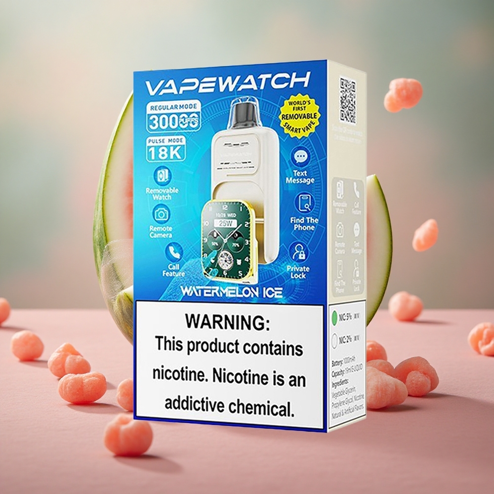 Melounový led JNR VapeWatch 30000 Puffs 1000mAh kapacita baterie 19mL kapacita e-liquidu velkoobchod Česká Republika
