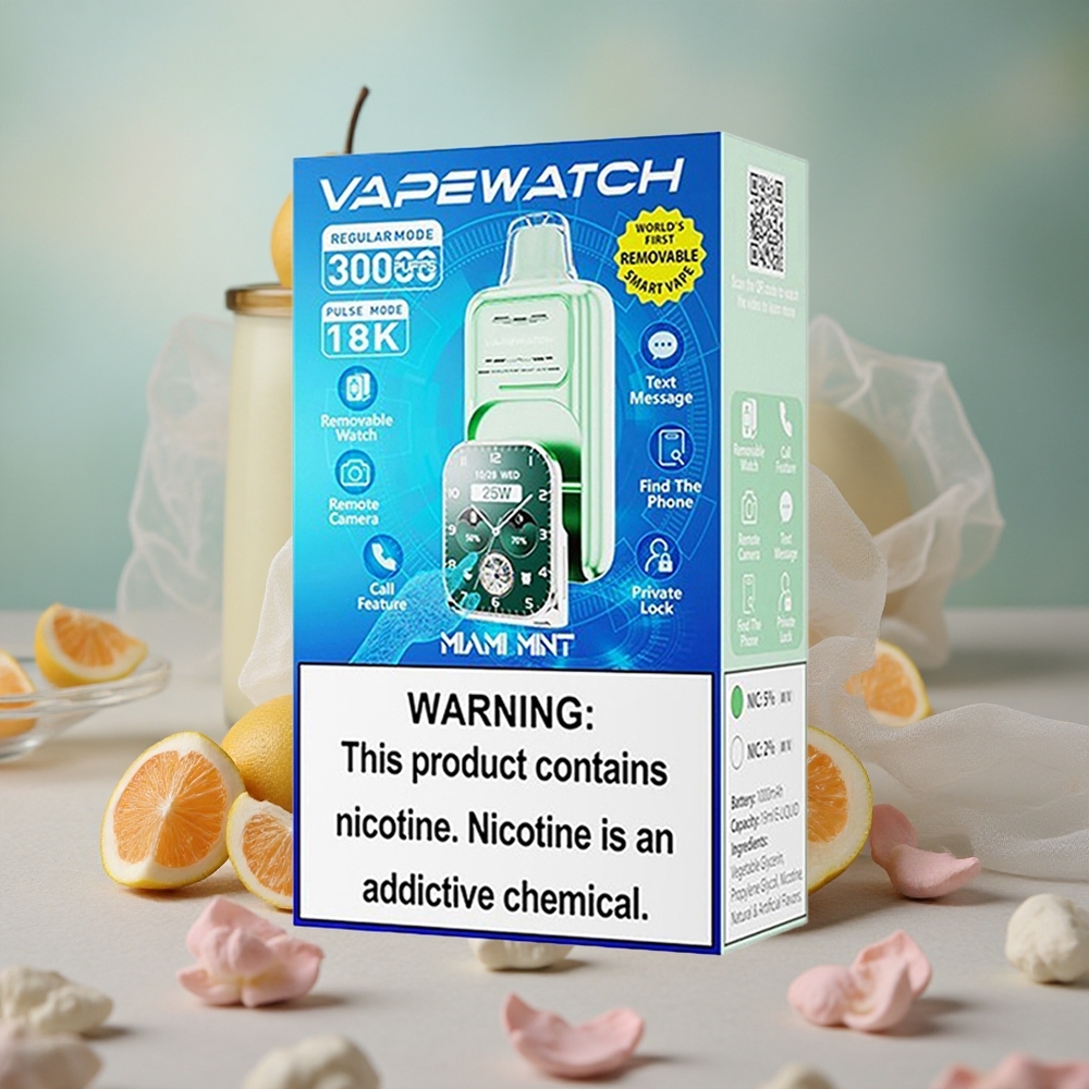 Miami Mátový JNR VapeWatch 30000 Puffs 19mL Kapacita E-liquid 1000mAh Kapacita Baterie velkoobchod Česká Republika