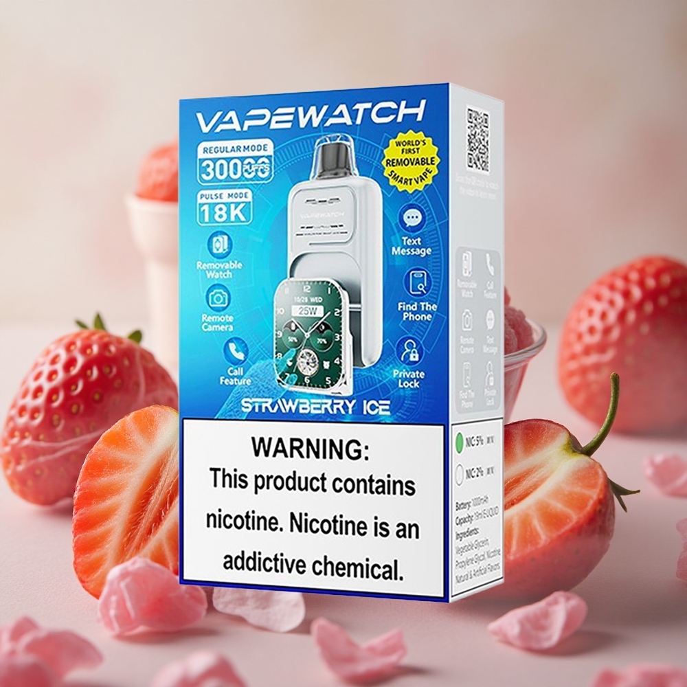 jahoda led JNR VapeWatch 30000 Puffs Jednorázová Vape 19mL e-liquid 1000mAh baterie velkoobchod Česká Republika